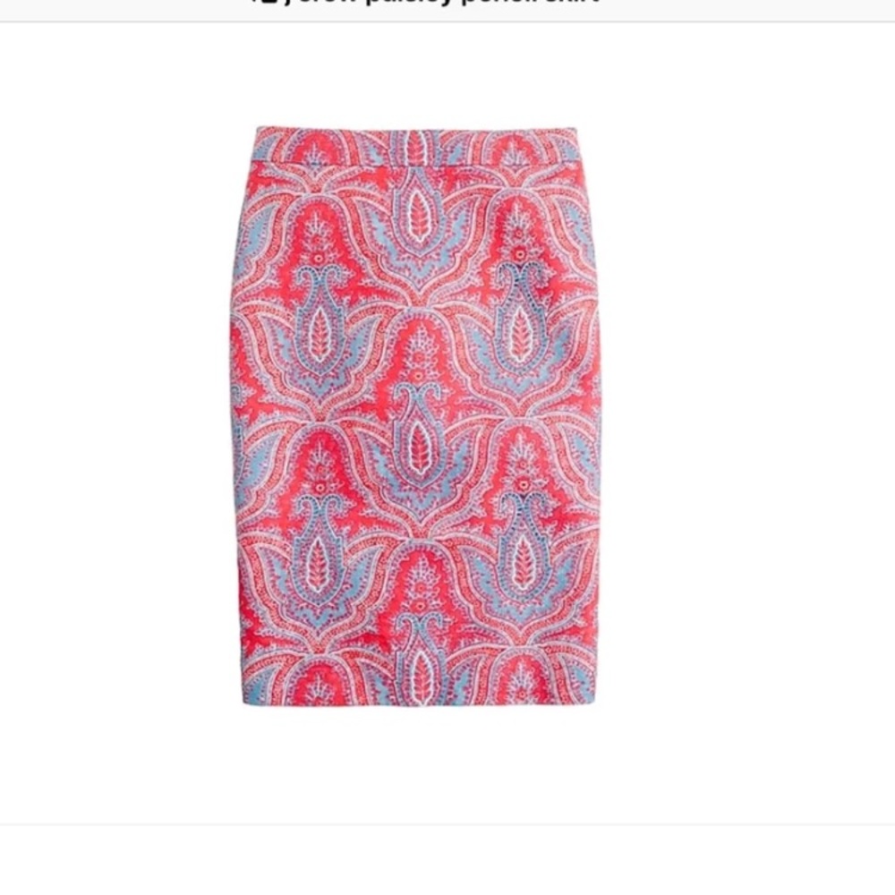 J crew paisley pencil skirt size 4